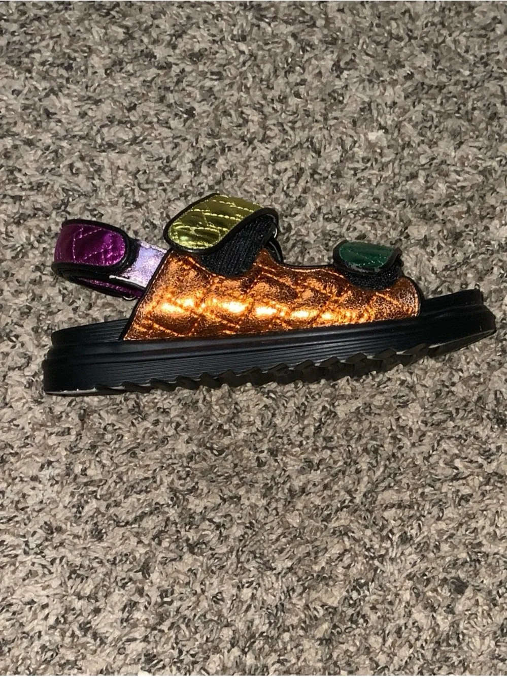 Kurt Geiger Kids Metallic Green, Gold & Orange Strap Sandals